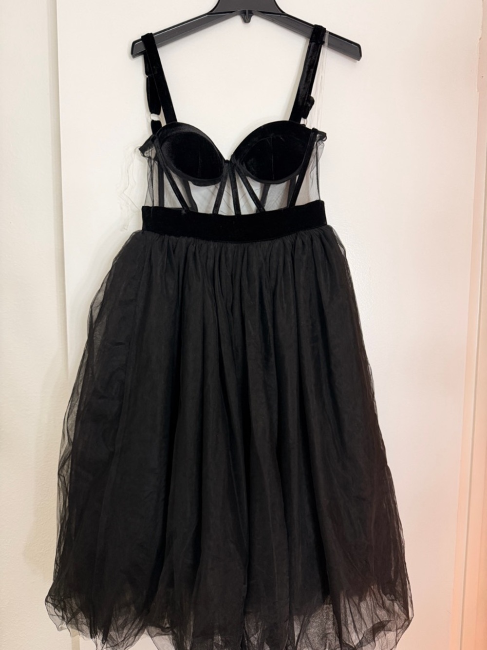 Fashion Nova Black Tulle Bustier Slip